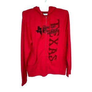 Houston Livestock Show & Rodeo Red Zip-Up Hoodie 2XL Cotton/Polyester Blend Made